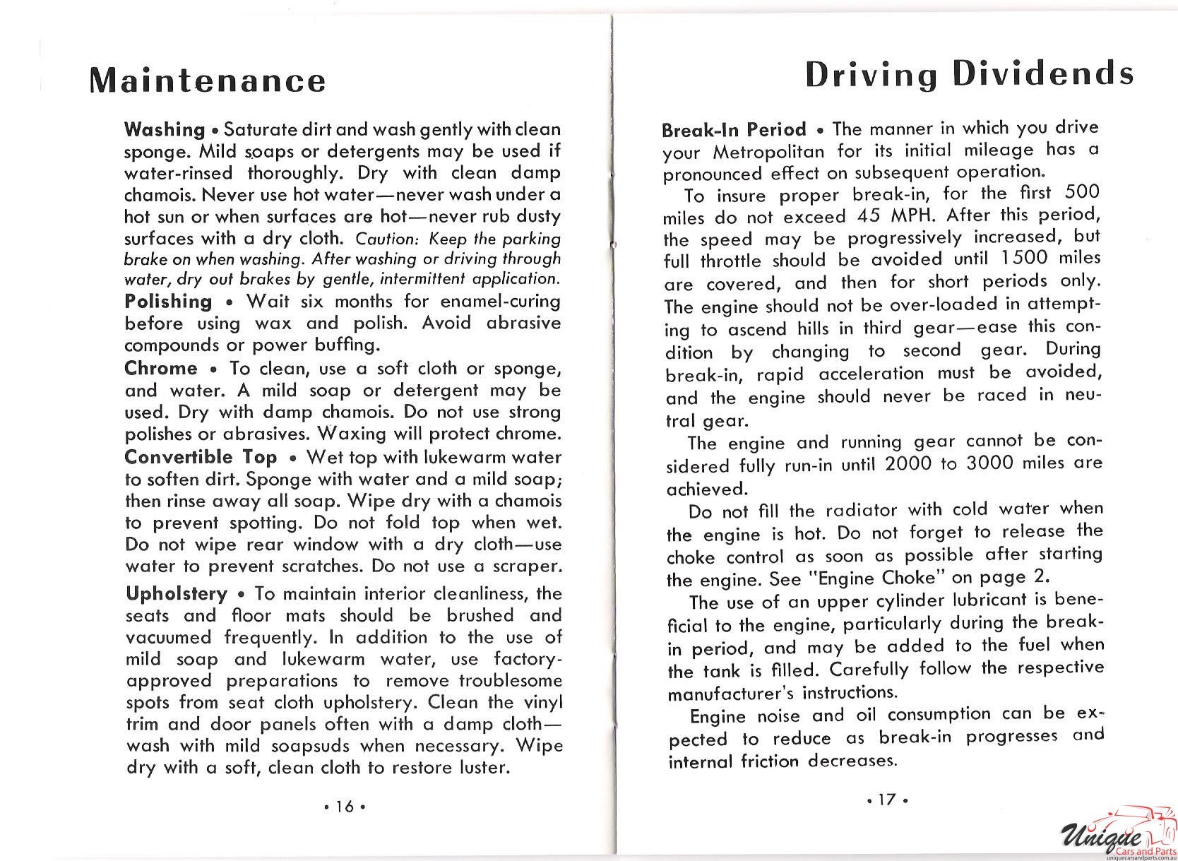 1957 Nash Metropolitan Owners Manual Page 2